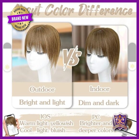 Human Hair Topper with Bangs 150% Density Clip In U Shape 10 Inch main image 4